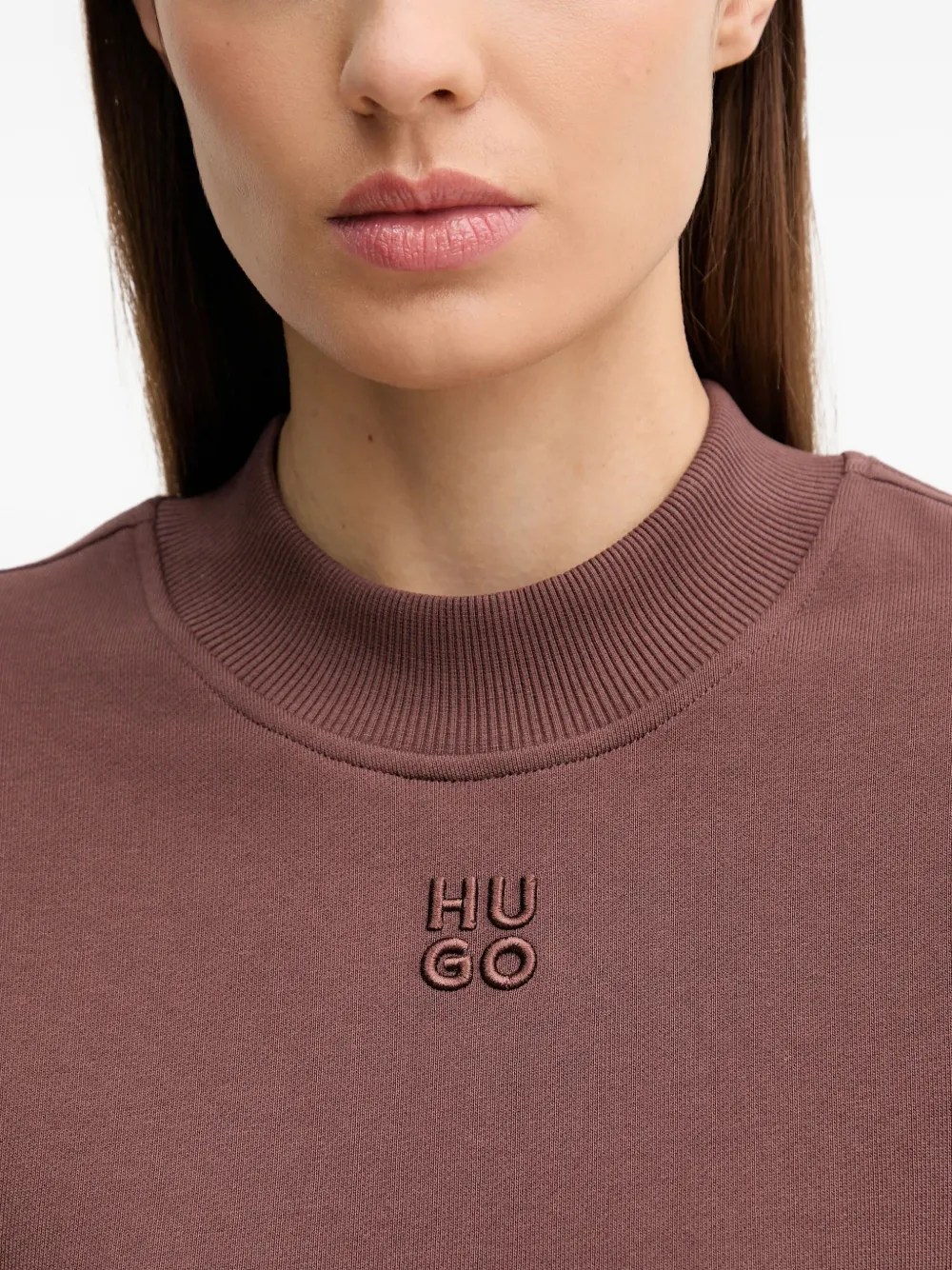 HUGO Sweater met geborduurd logo Roze