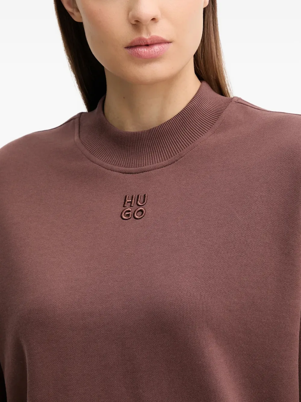 HUGO Sweater met geborduurd logo Roze