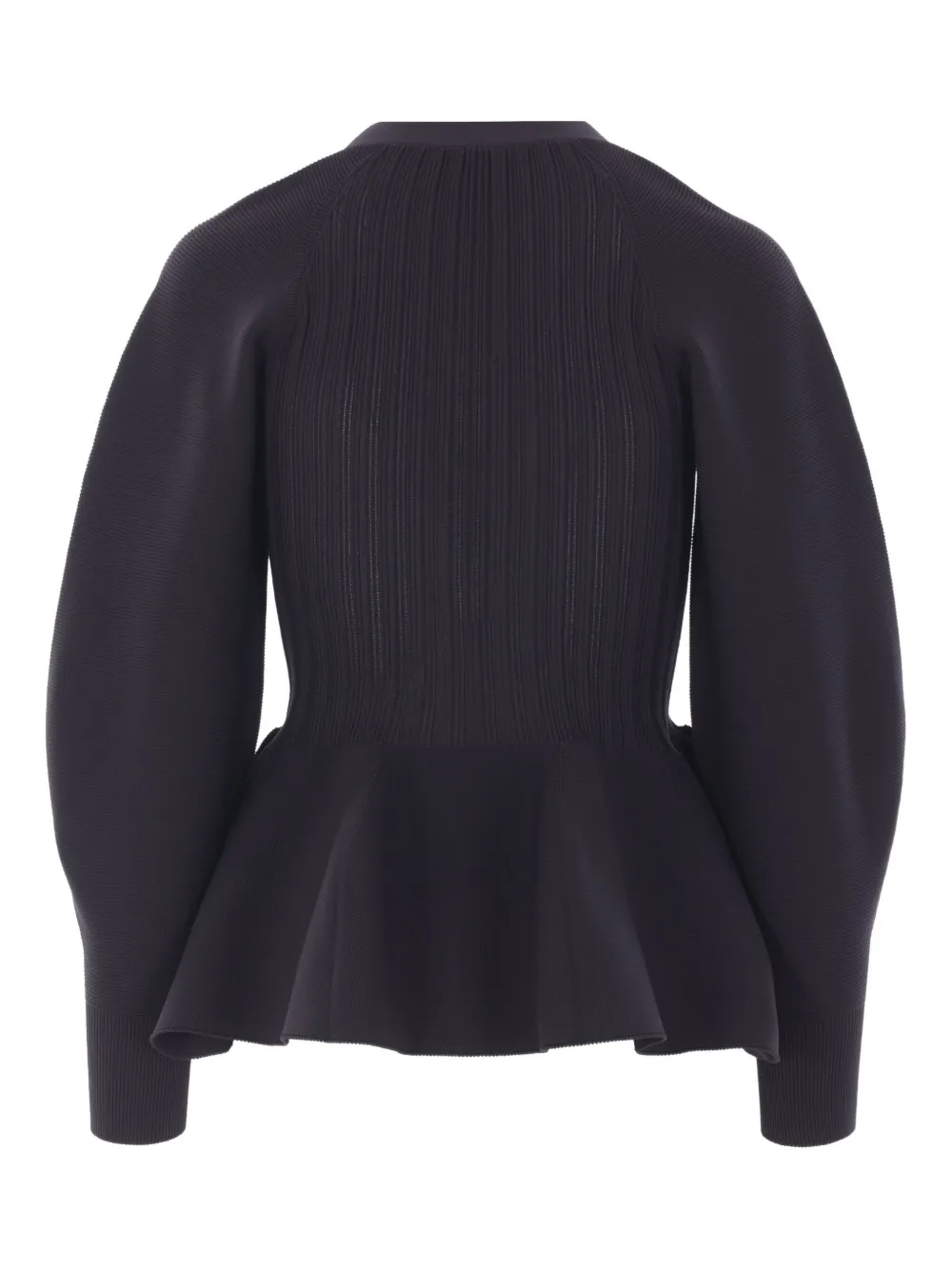 Cfcl Ribbed Peplum Cardigan In Black