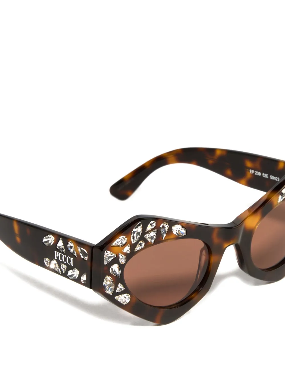 PUCCI Zonnebril met cat-eye montuur en stras Bruin