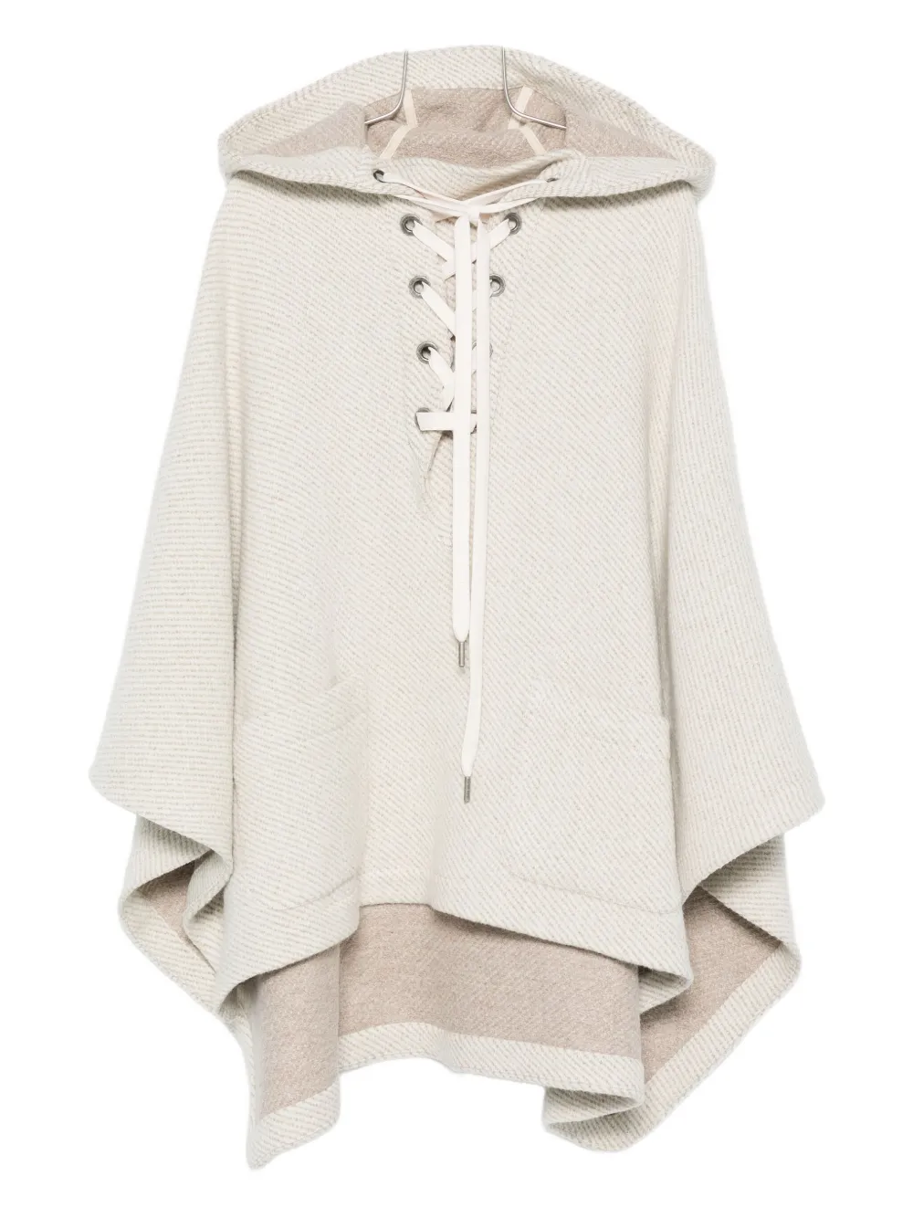 Golden Goose hooded lace-up poncho Beige