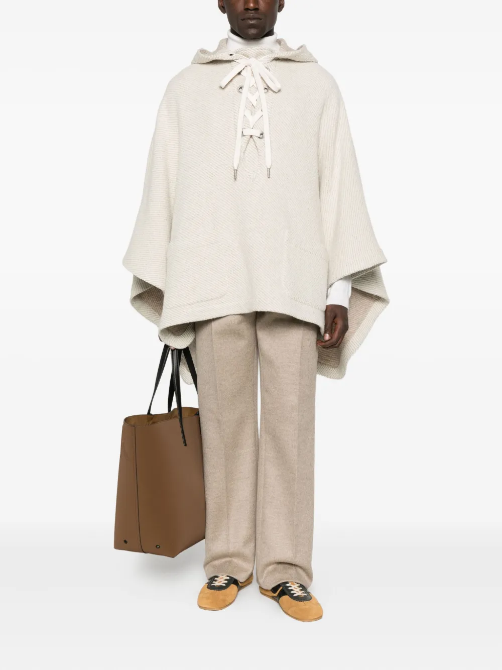 Golden Goose Poncho met capuchon en veters Beige