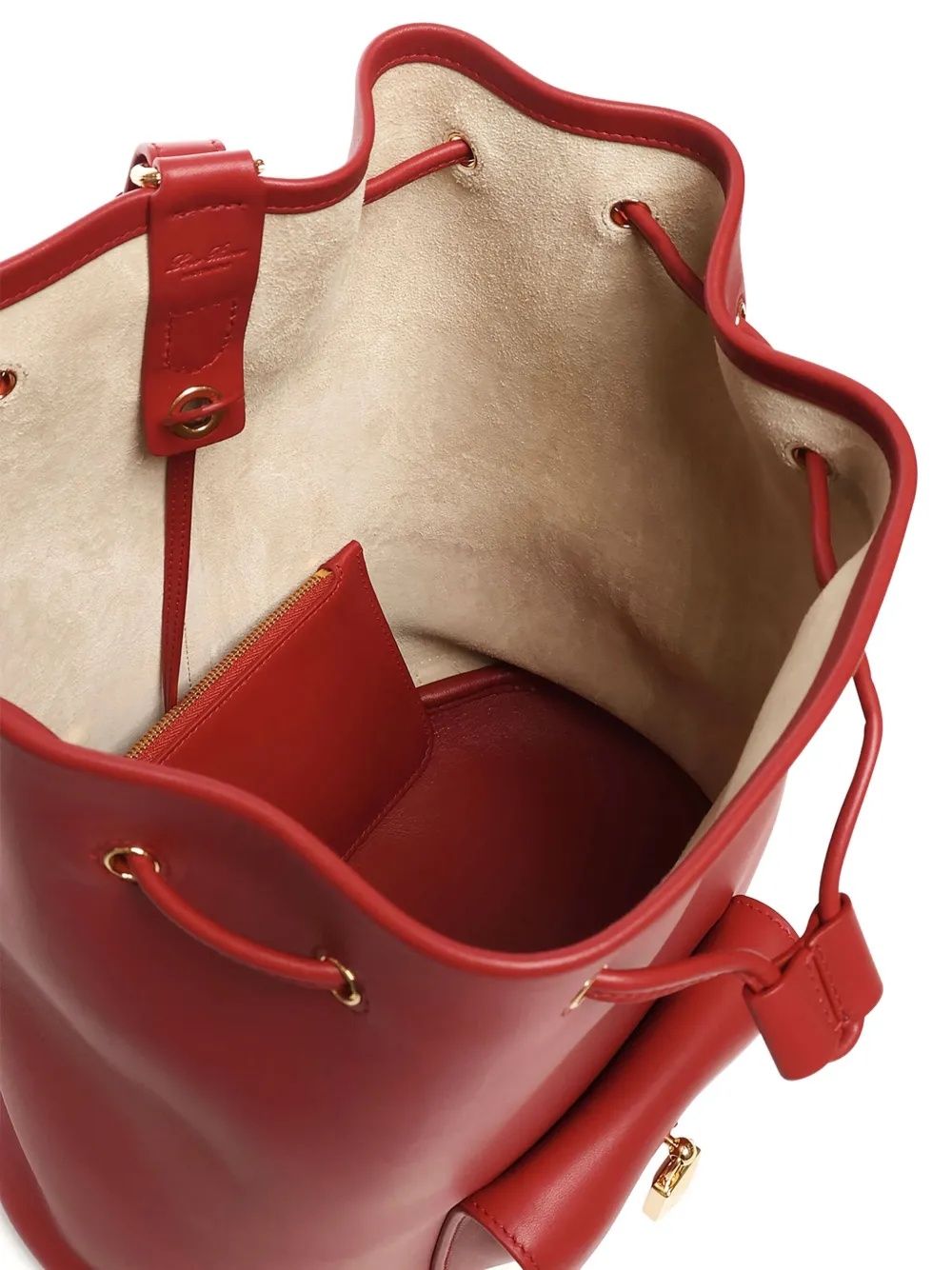 Loro Piana Drawstring Calfskin Backpack In Red