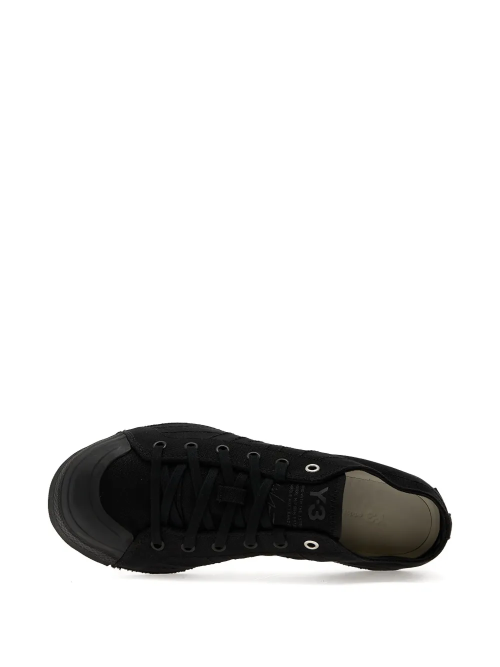 Y-3 three-stripe low trainers Black