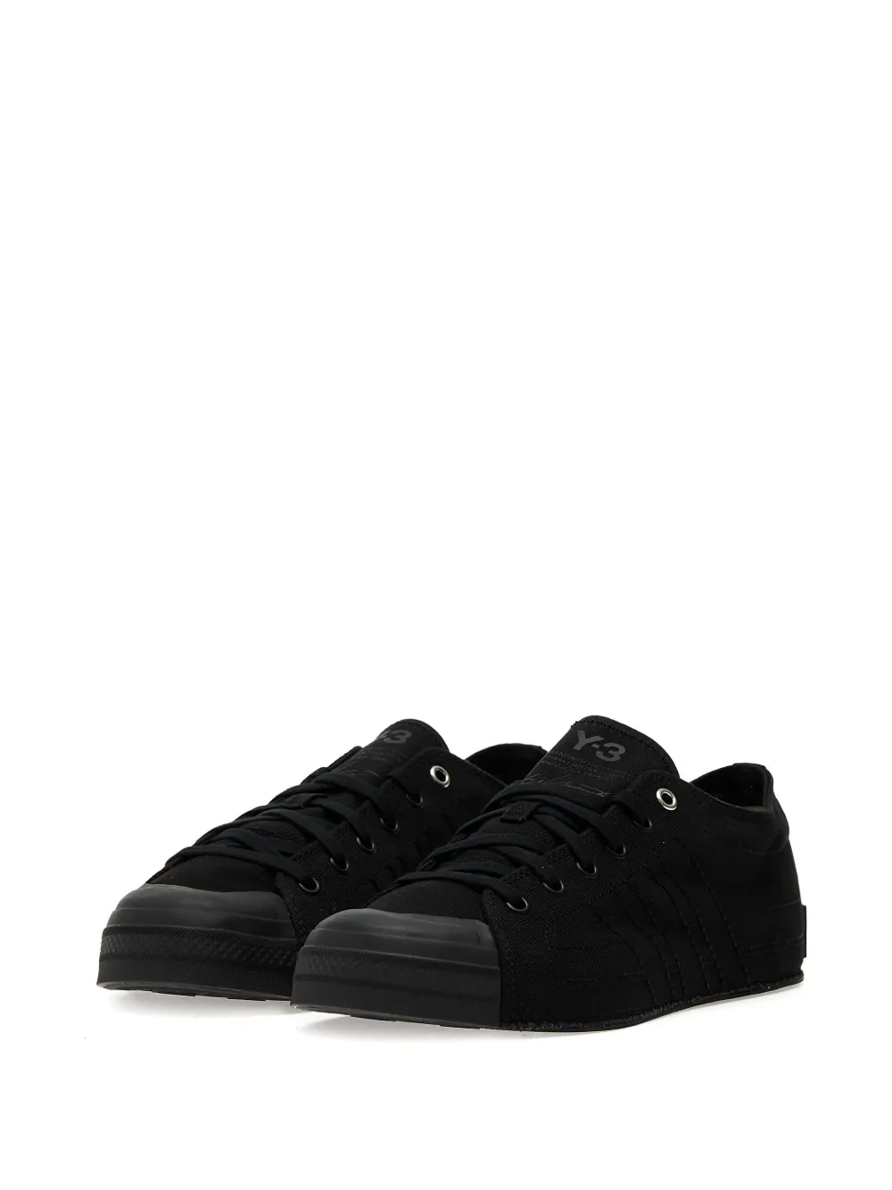 Y-3 three-stripe low trainers Black