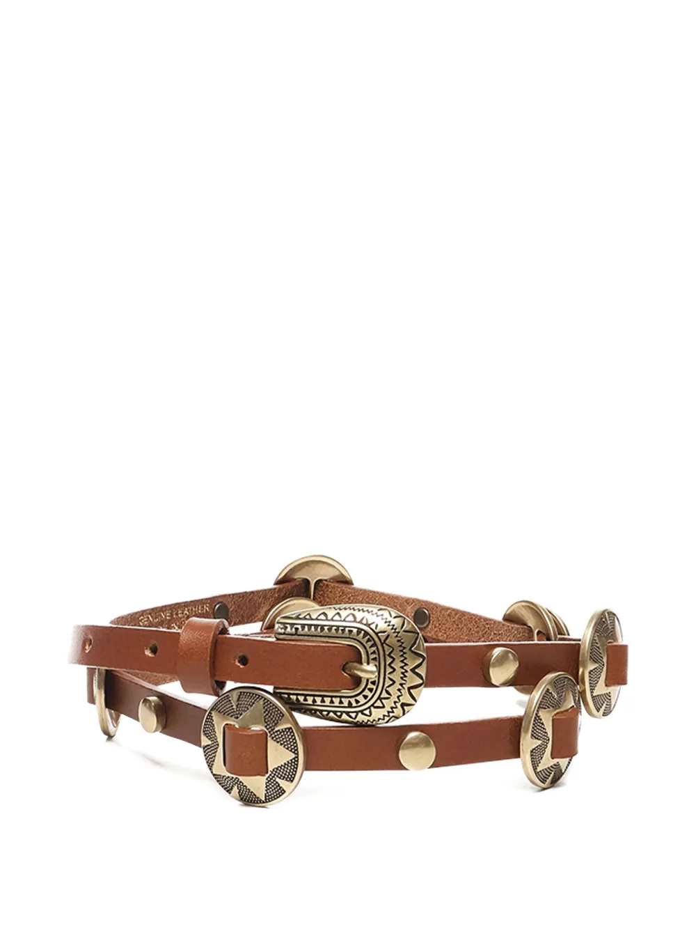 PINKO metallic-buckle studded leather belt - Marrone