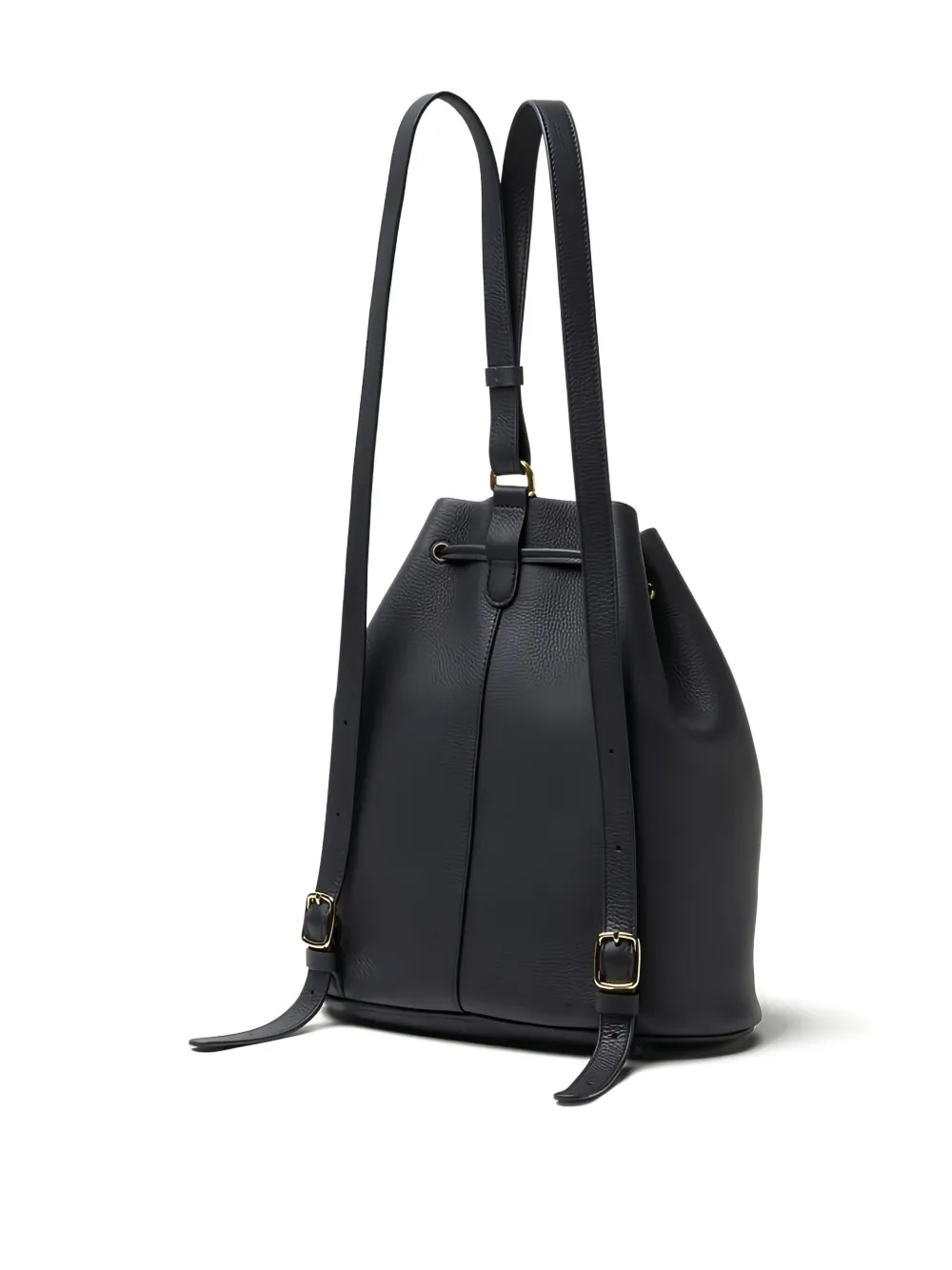Loro Piana Drawstring Leather Backpack In Black