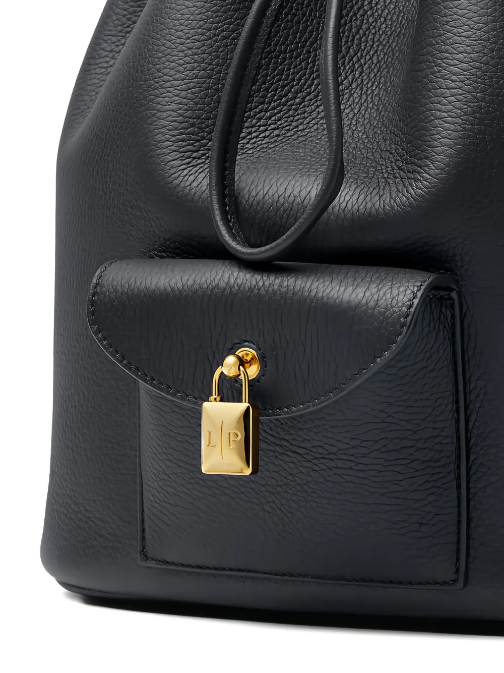 Loro Piana Drawstring Leather Backpack In Black