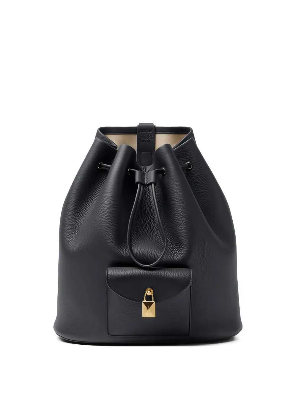 Loro Piana 抽绳皮质双肩包 | 黑色 | Image 1
