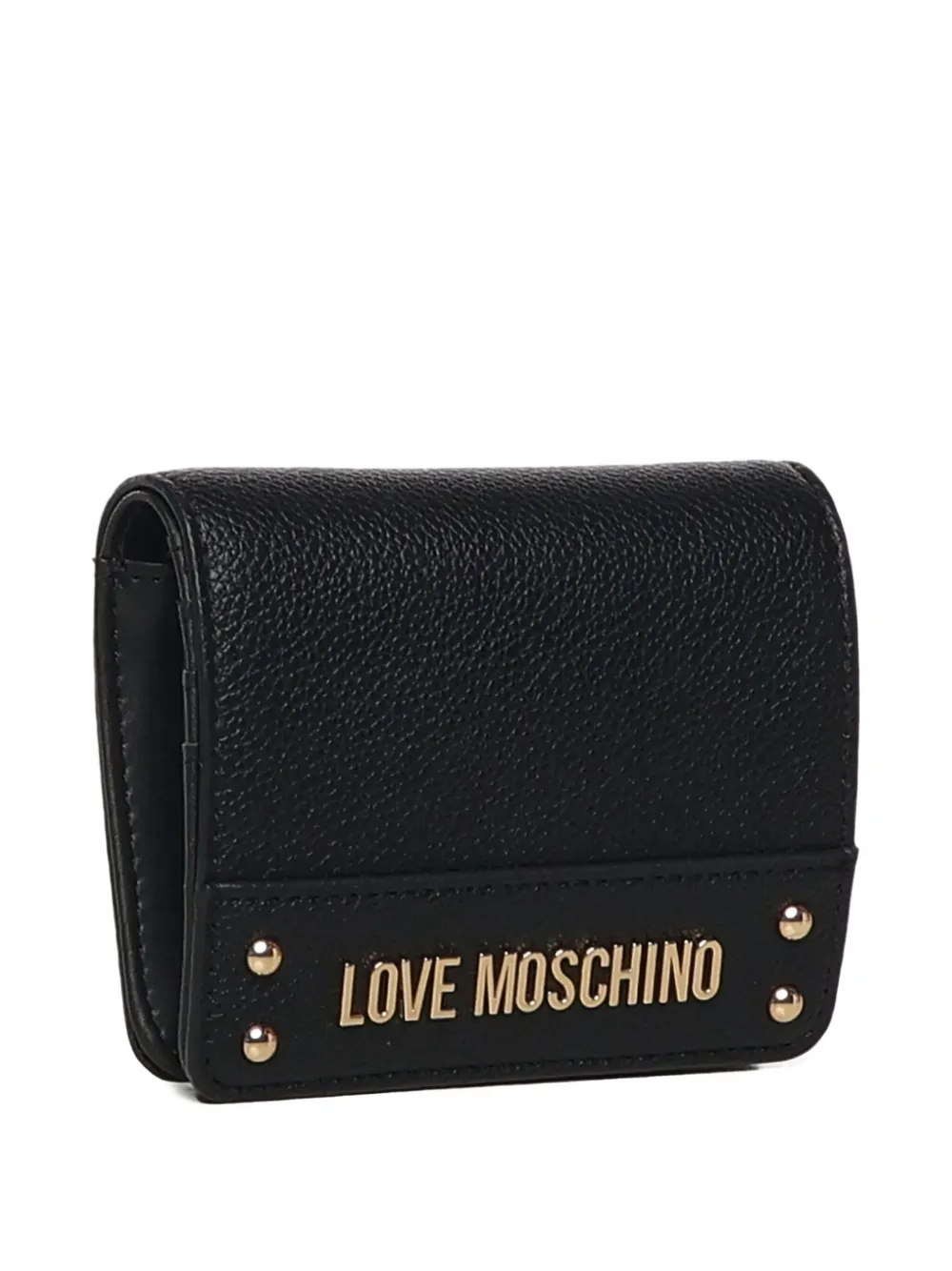 Love Moschino Portemonnee met logoplakkaat en studs Zwart