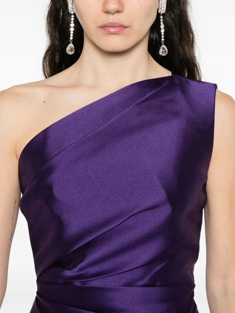 Solace London Asymmetrische jurk met gedrapeerd lijfje Paars