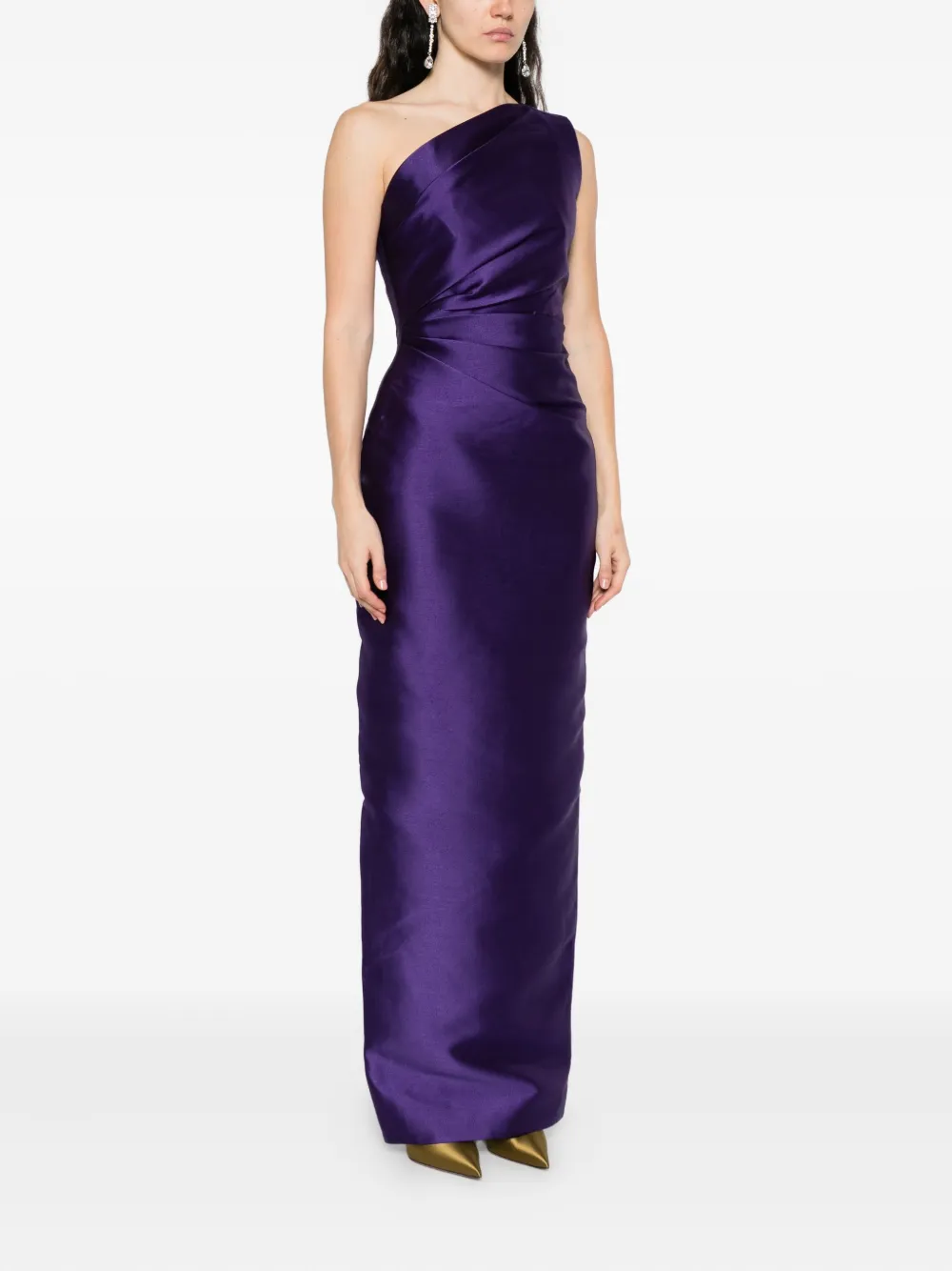 Solace London Asymmetrische jurk met gedrapeerd lijfje Paars