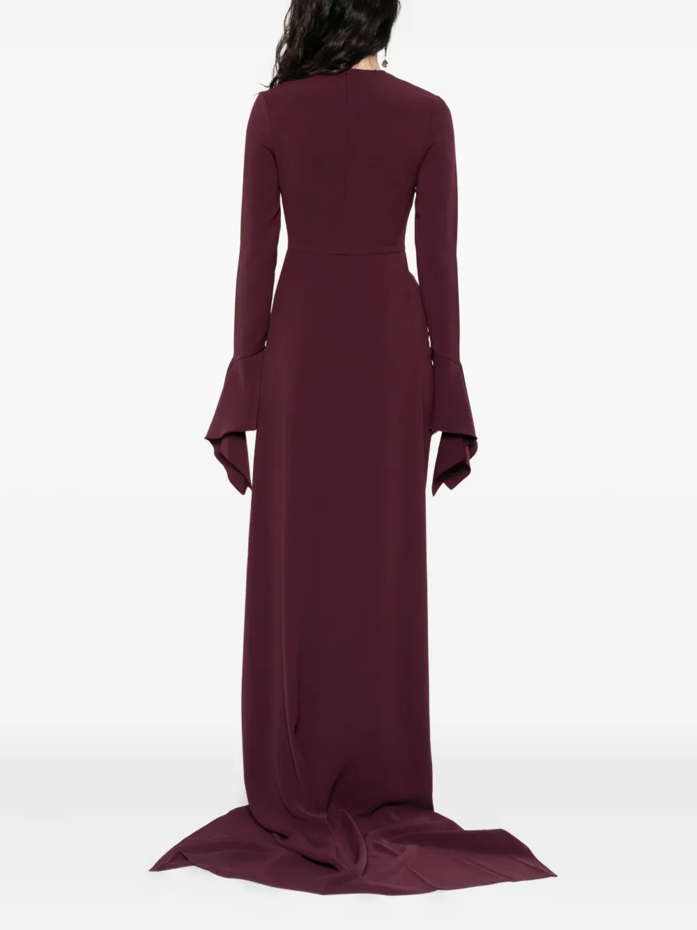 Solace London The Blake Flared-sleeve Maxi Dress In Red