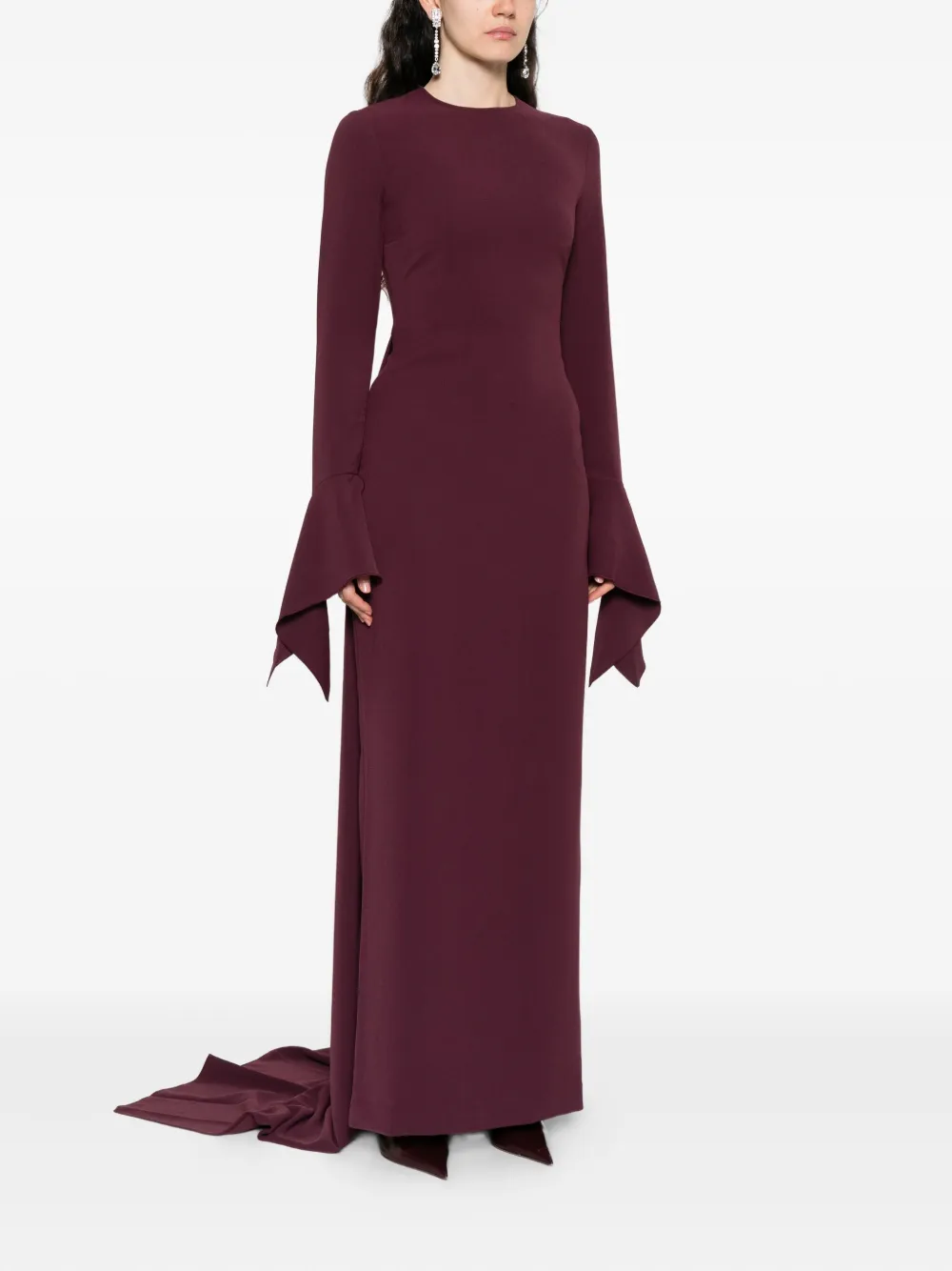 Solace London The Blake Flared-sleeve Maxi Dress In Red