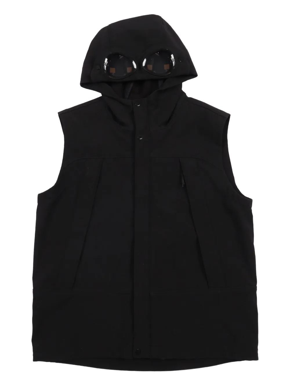 C.p. Company Lens-detail Hooded Gilet In Black