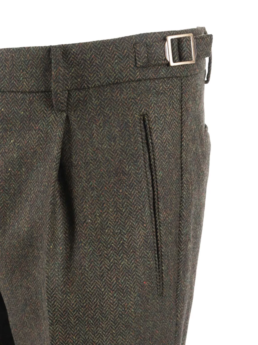 Berwich Pantalon met plooien en visgraatpatroon Grijs