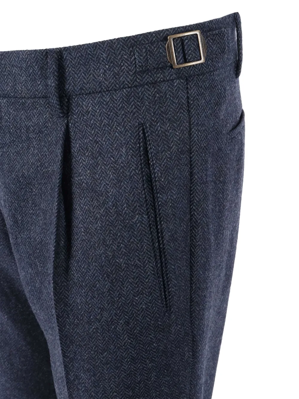 Berwich Pantalon met plooien en visgraatpatroon Blauw