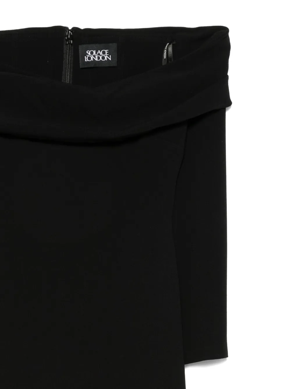 Solace London The Yuni off-shoulder midi-jurk Zwart
