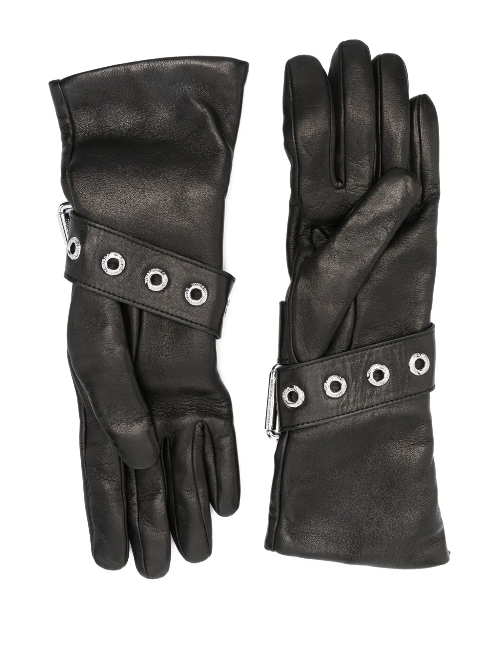 Vivienne Westwood Buckle-strap Leather Gloves In Black