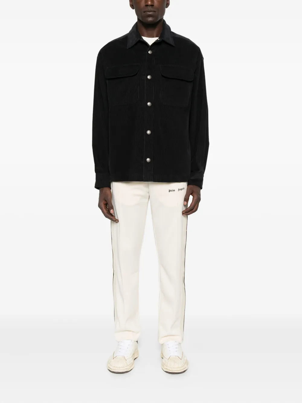 Palm Angels Ribfluwelen shirtjack met knoopsluiting Grijs