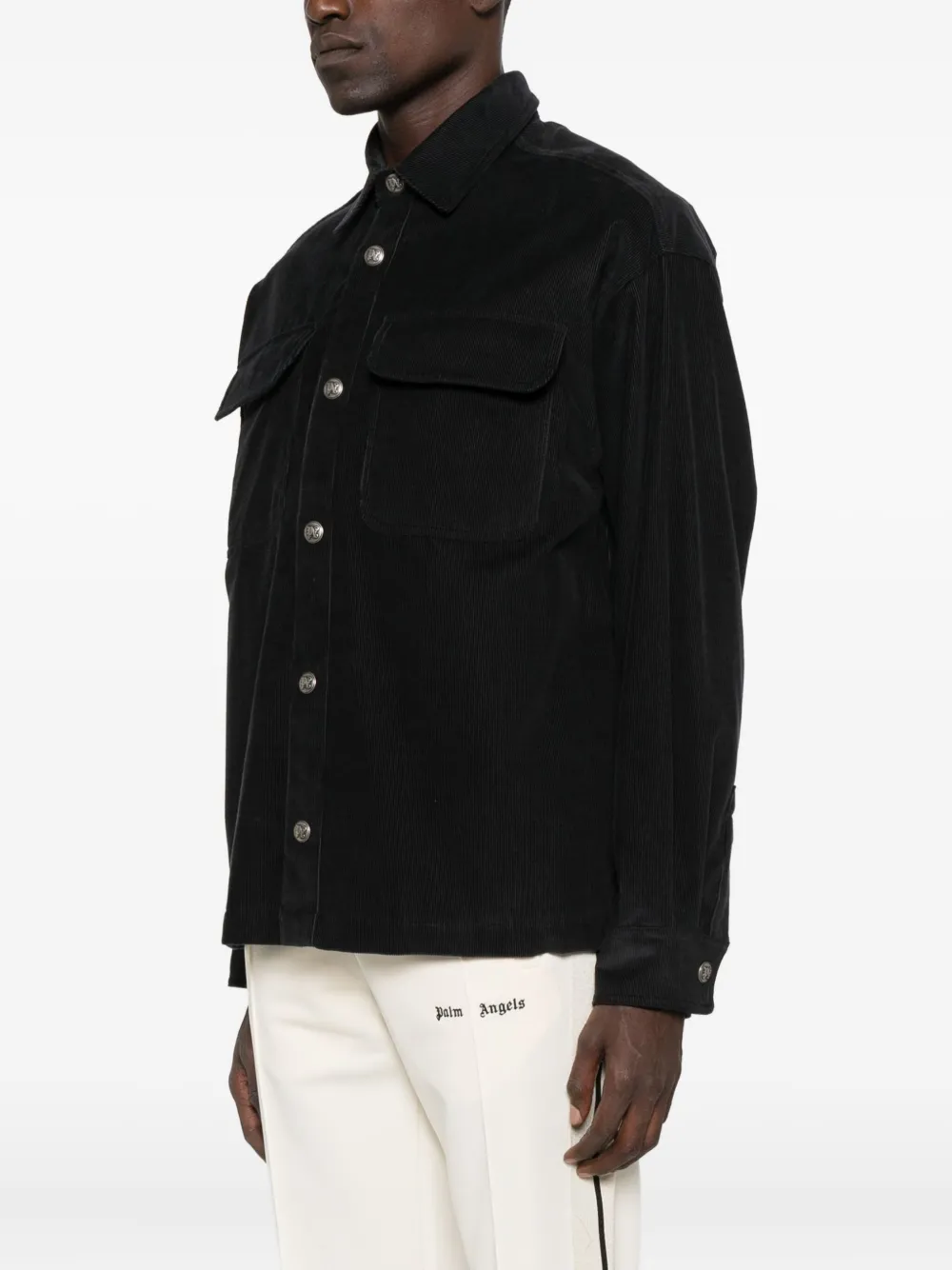 Palm Angels Ribfluwelen shirtjack met knoopsluiting Grijs