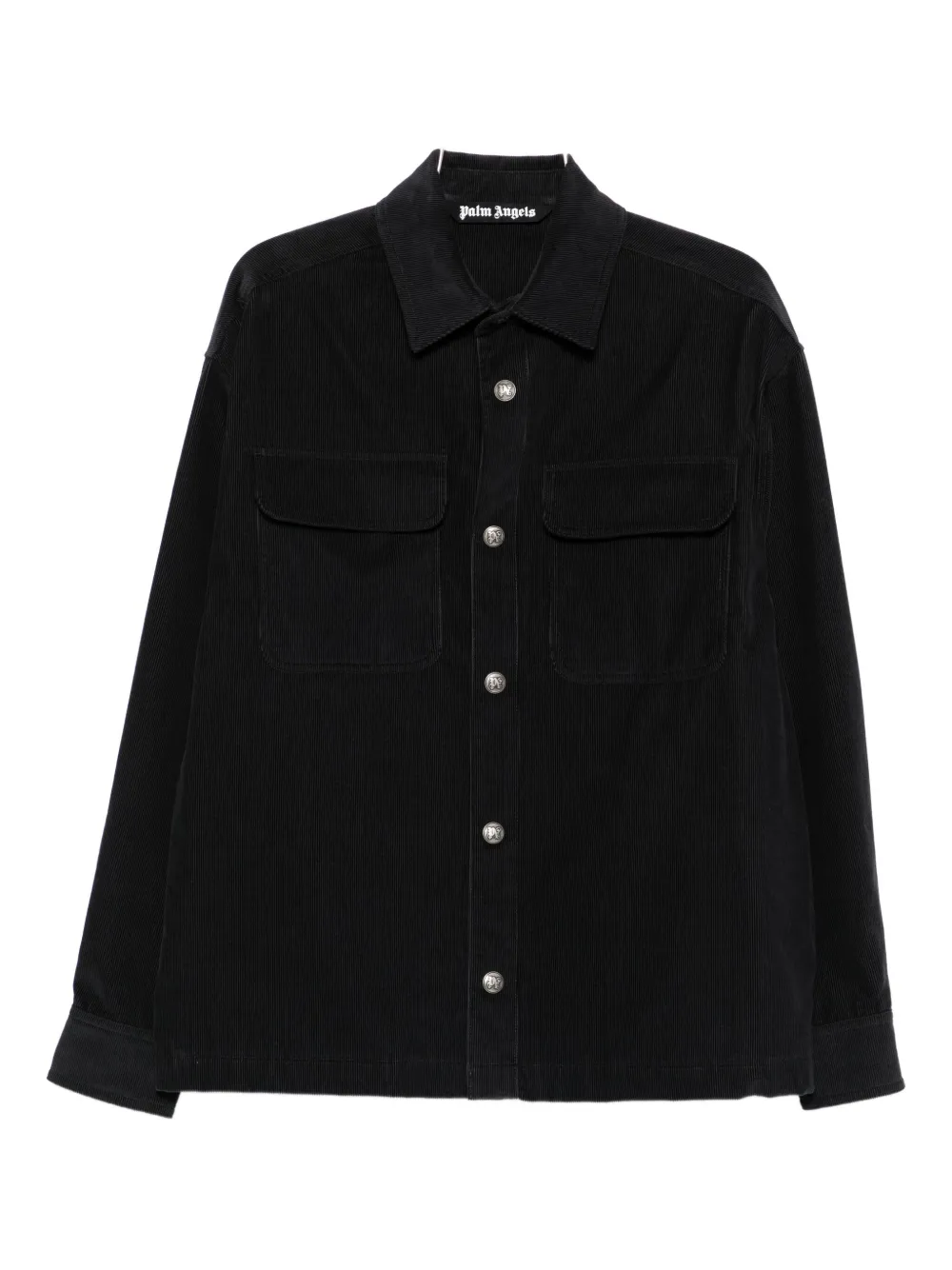 Palm Angels Corduroy Button-fastening Overshirt In Black