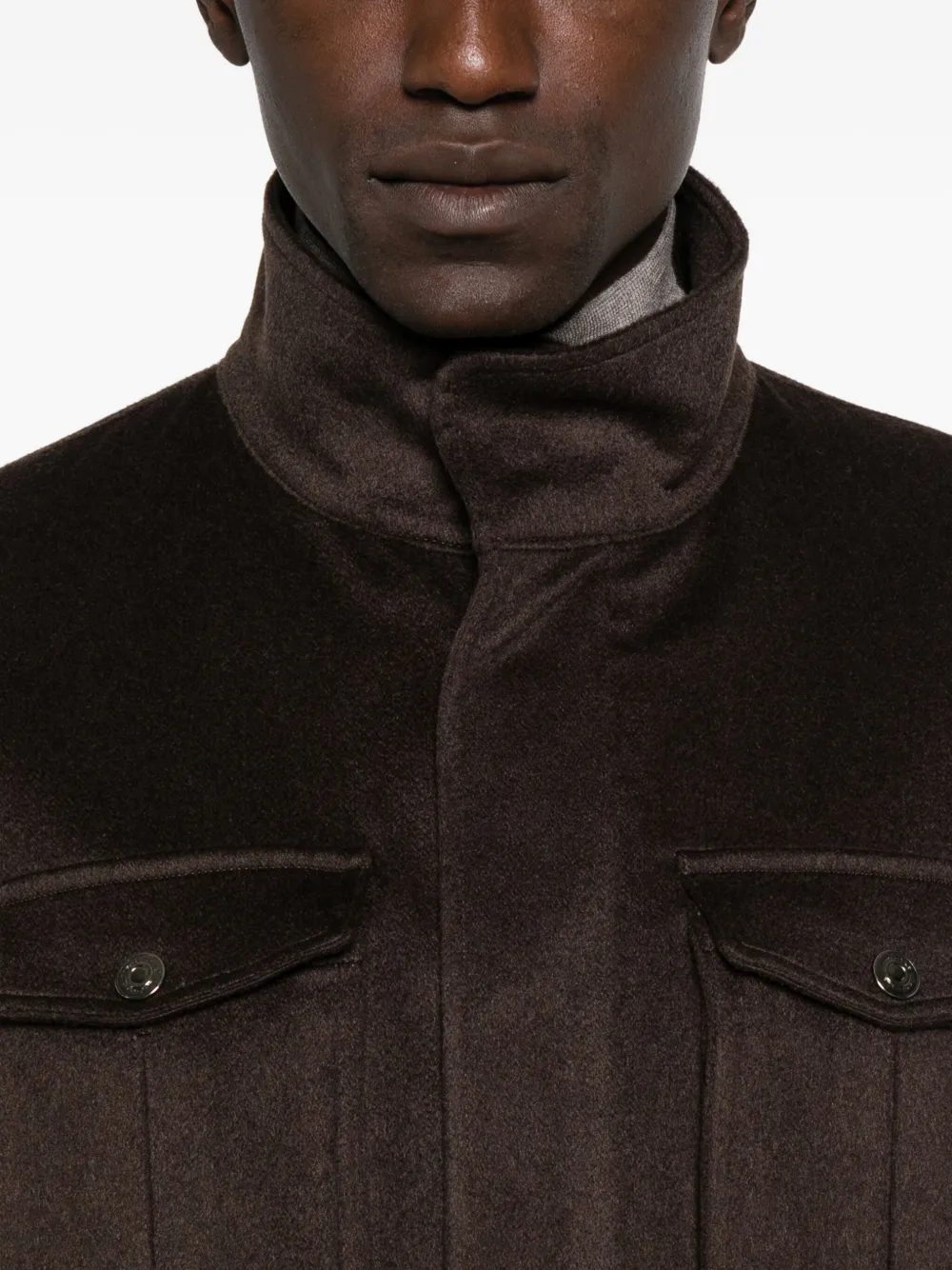Sartorio Napoli Flap-pocket Cashmere Jacket In Brown
