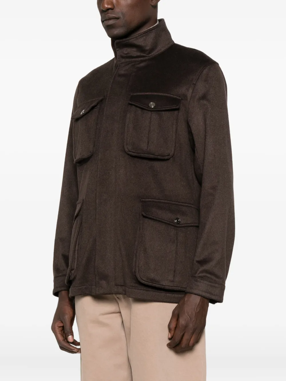 Sartorio Napoli Flap-pocket Cashmere Jacket In Brown
