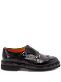 Santoni leather brogue-detailing monk shoes - Black