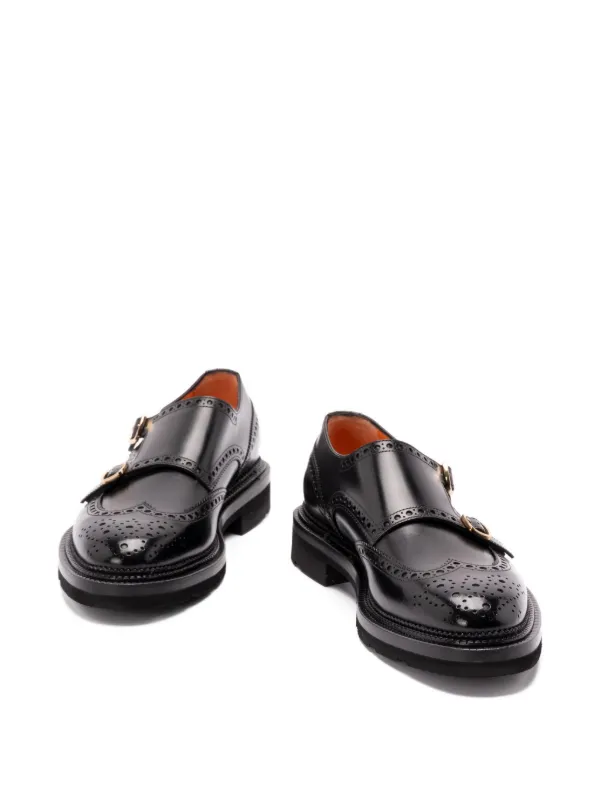 Santoni ブローグ モンクストラップシューズ | ブラック