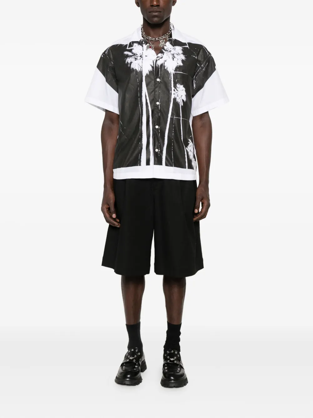 Palm Angels palm tree-print cotton shirt - Wit