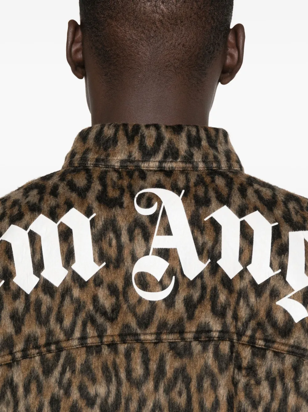 Palm Angels Shirtjack met luipaardprint en knoopsluiting Bruin