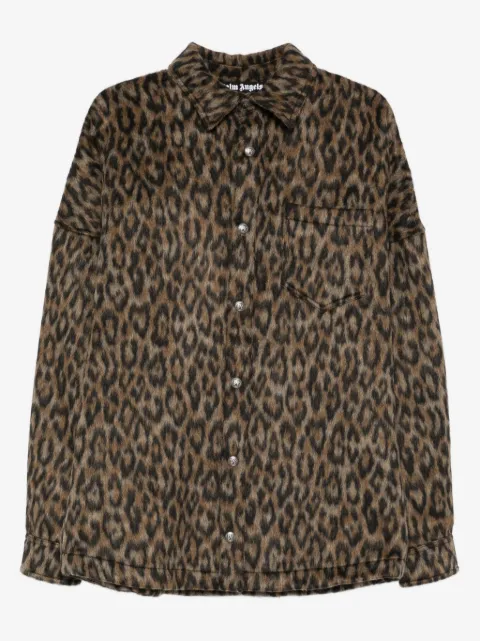 Palm Angels leopard-print button-fastening overshirt