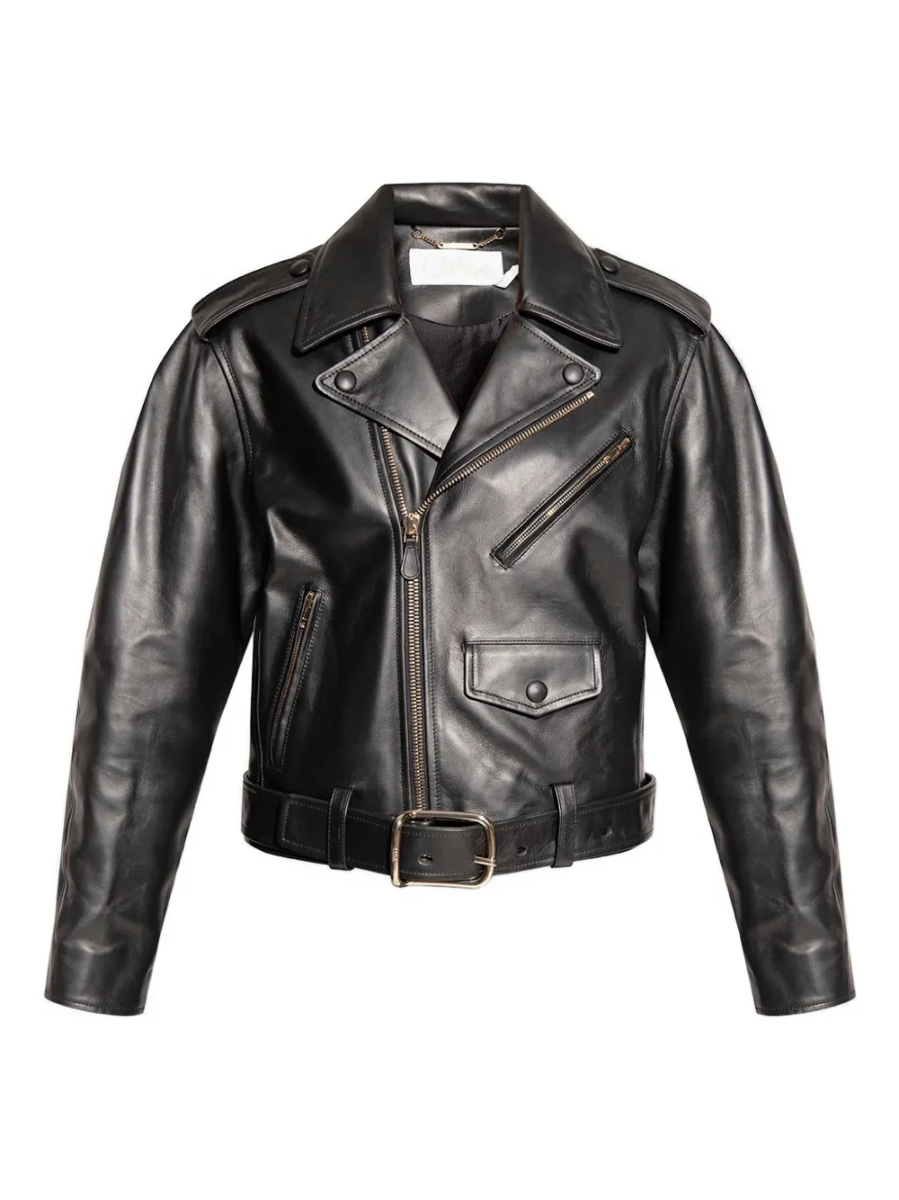 Chloé Leather Biker Jacket In Black