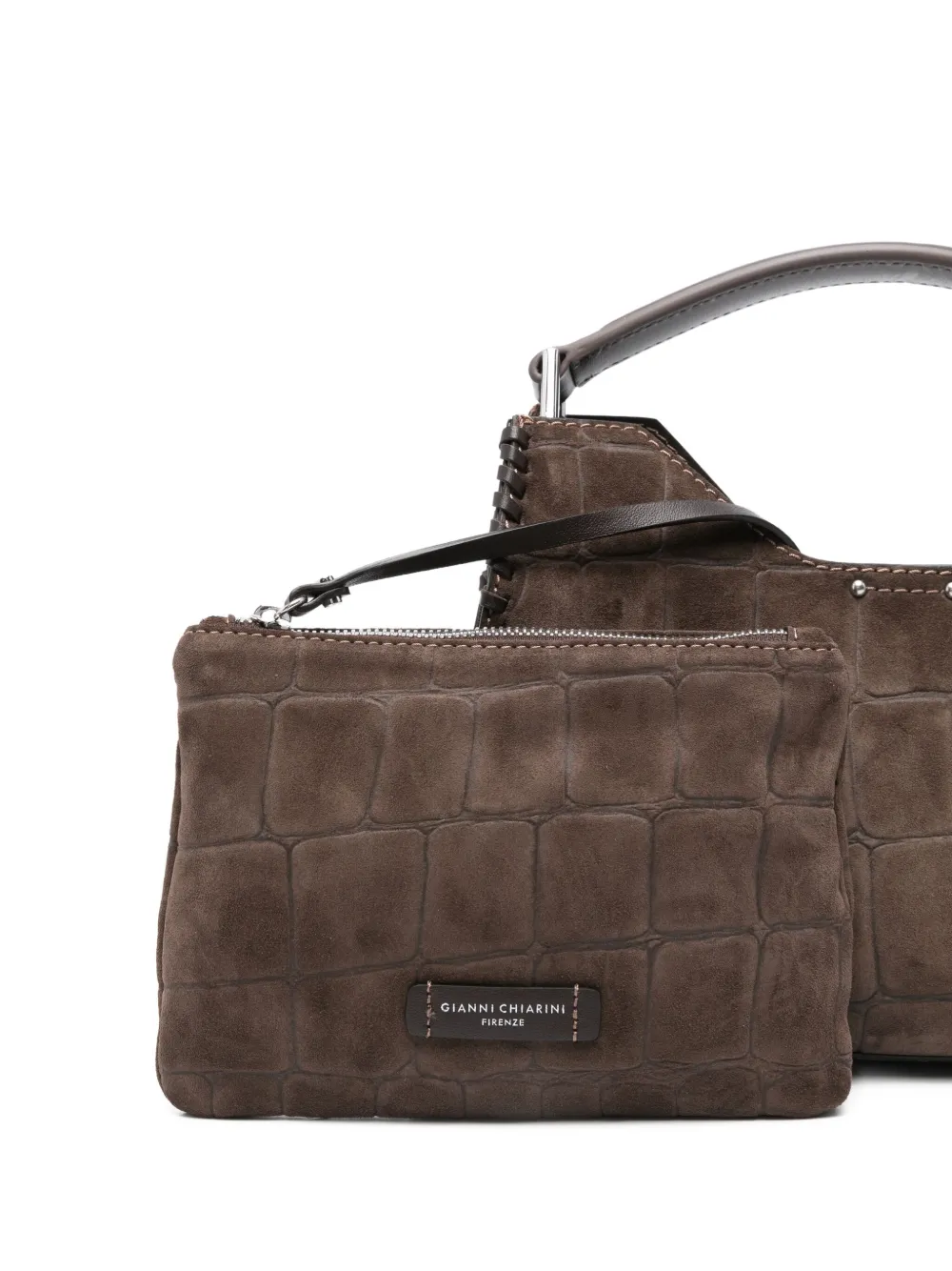 Gianni Chiarini Aurora Crocodile-print Tote Bag In Brown