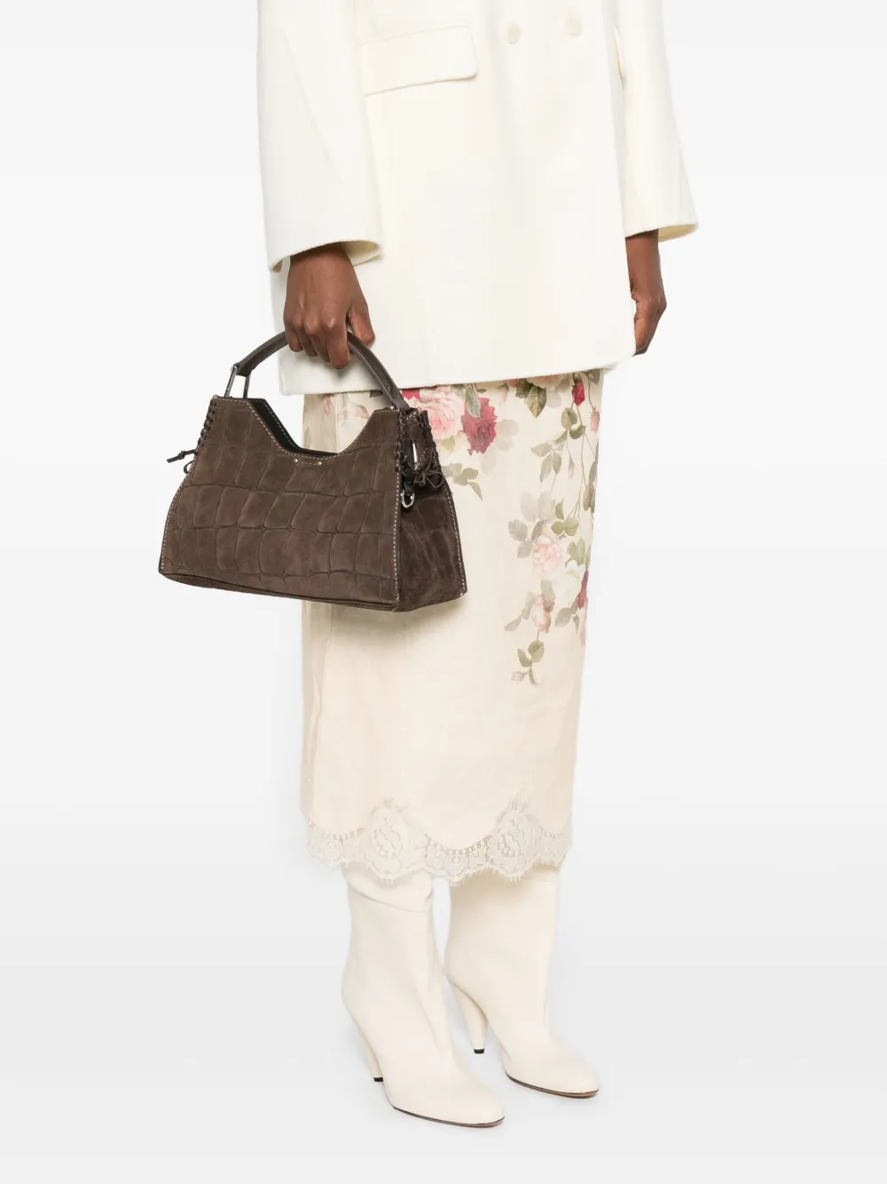 GIANNI CHIARINI Aurora shopper met krokodillenprint - Bruin