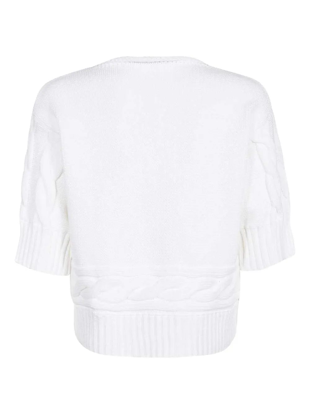 Max Mara cable-knit short-sleeve sweater Wit
