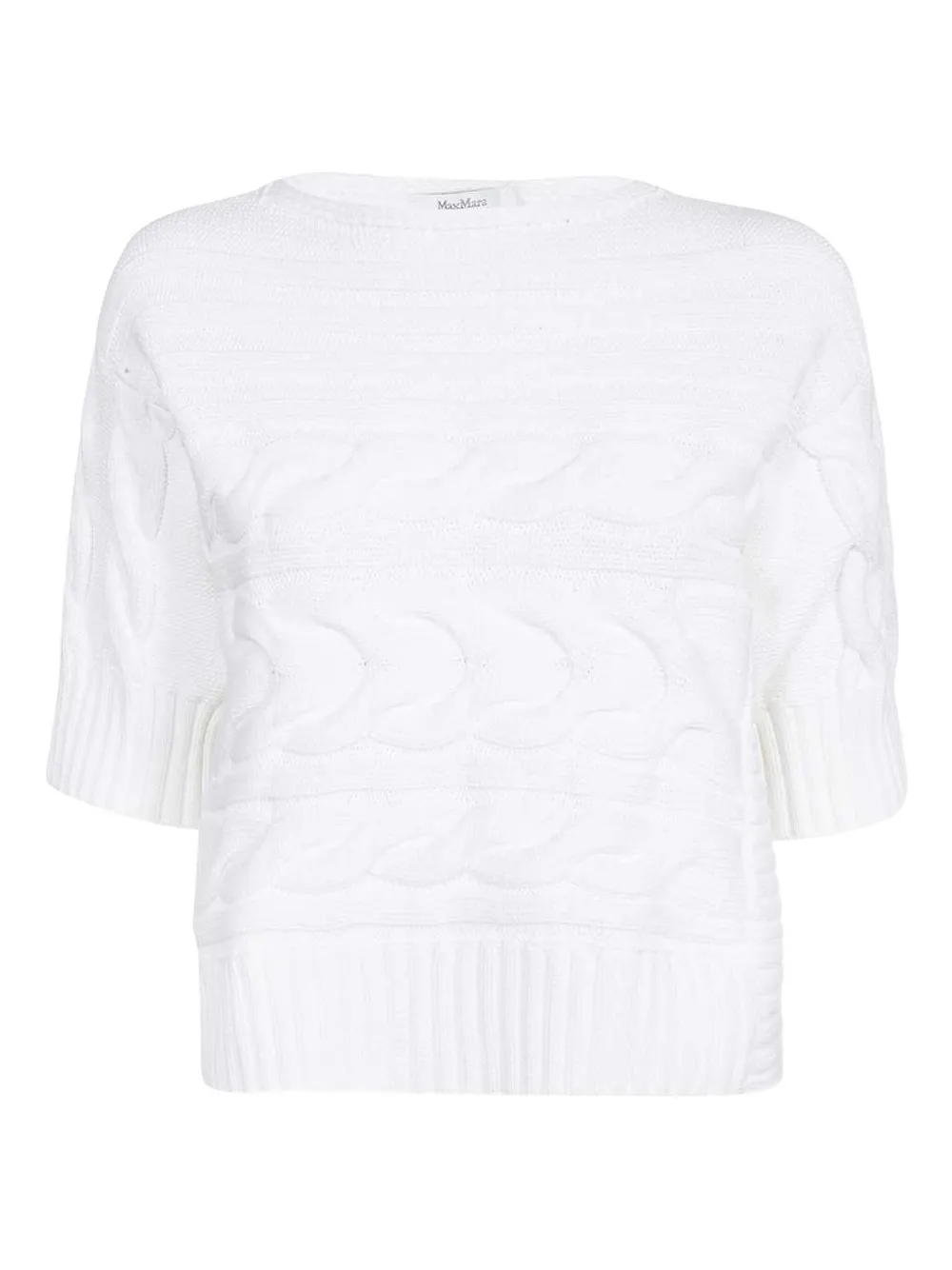 Max Mara cable-knit short-sleeve sweater Wit