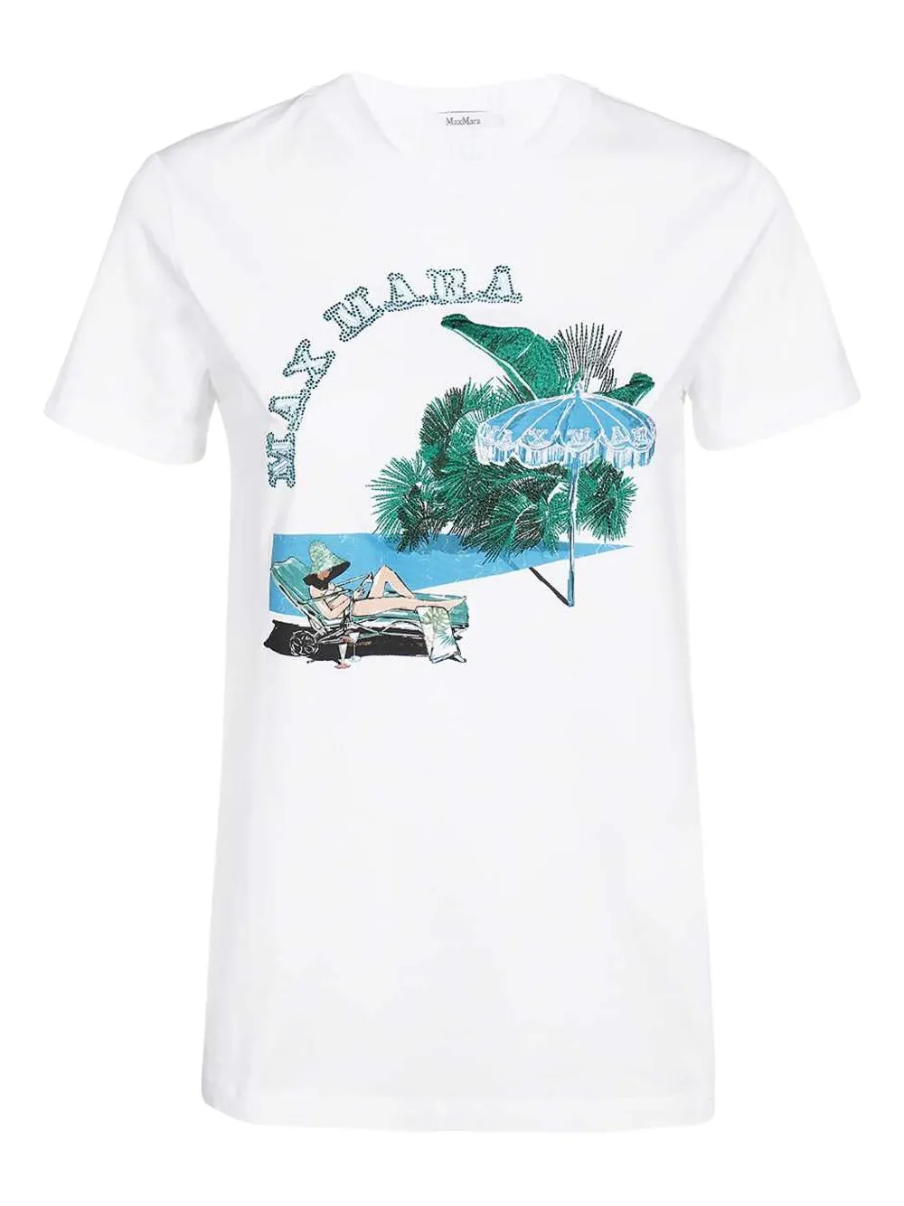 Max Mara embroidered beach-scene T-shirt Wit