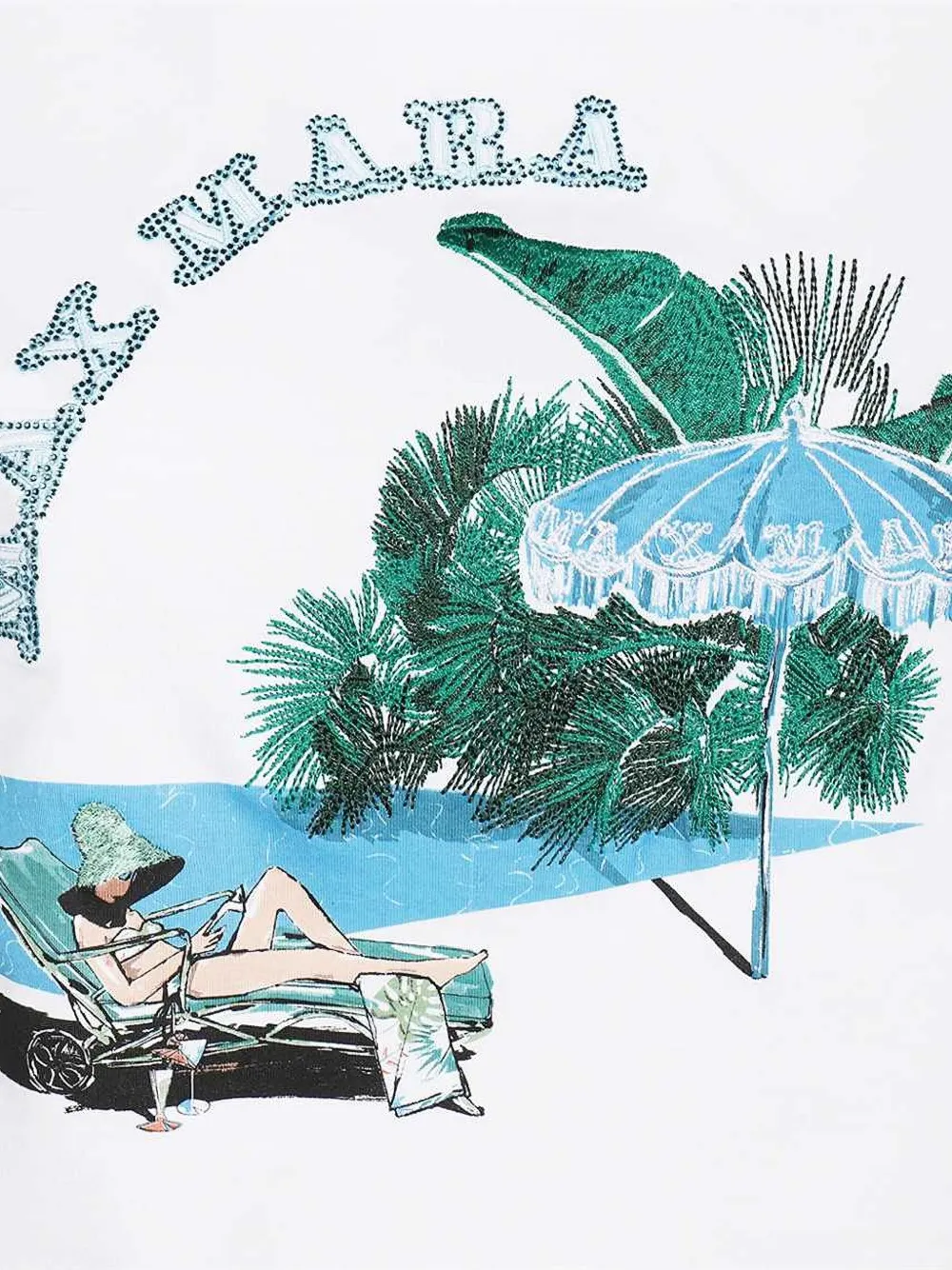 Max Mara embroidered beach-scene T-shirt Wit