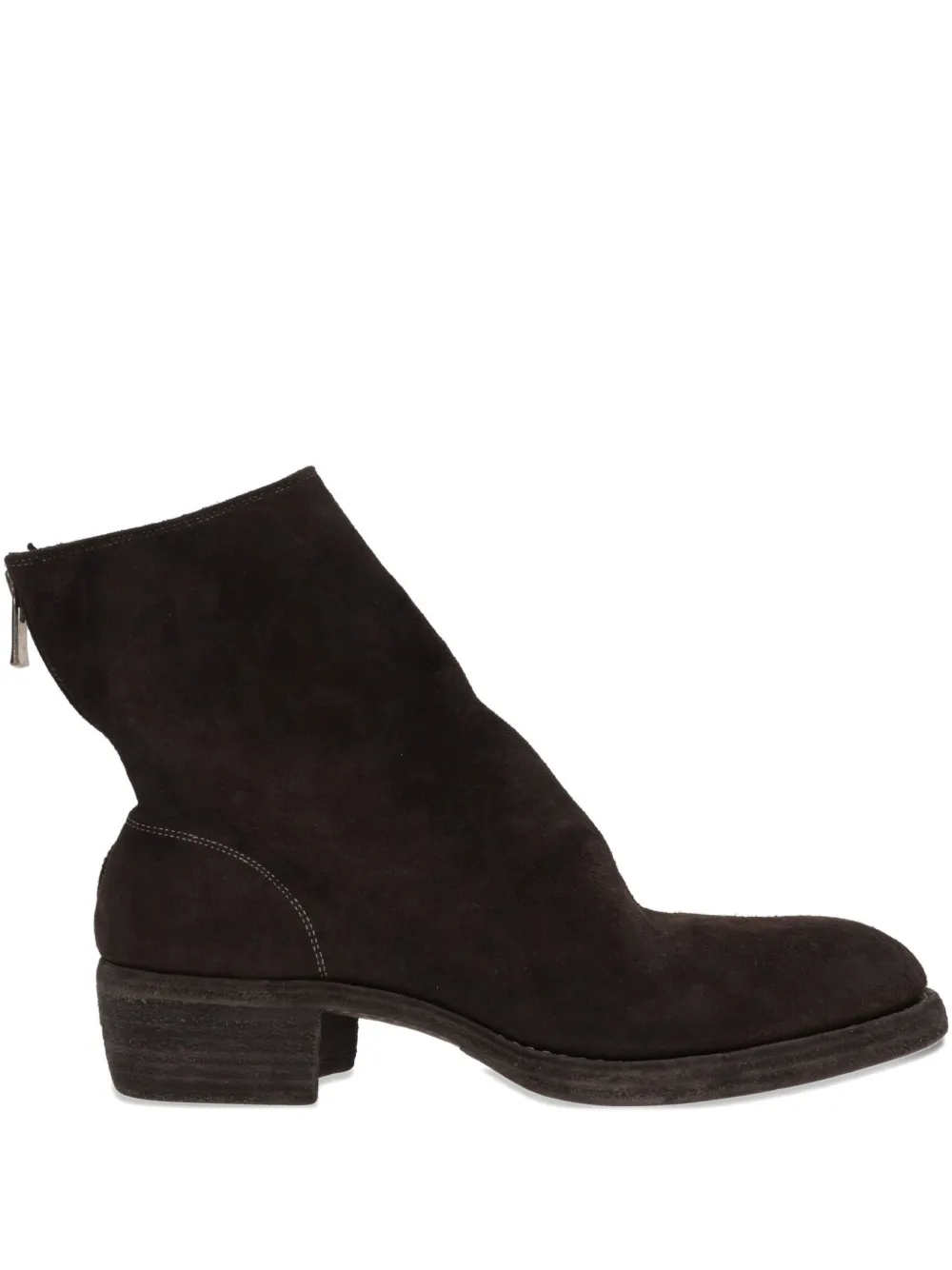 Guidi rear-zip suede boots Brown