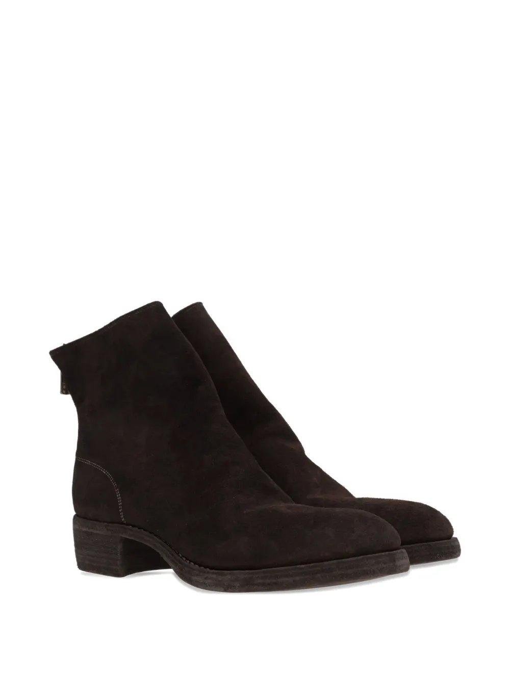 Guidi rear-zip suede boots Brown