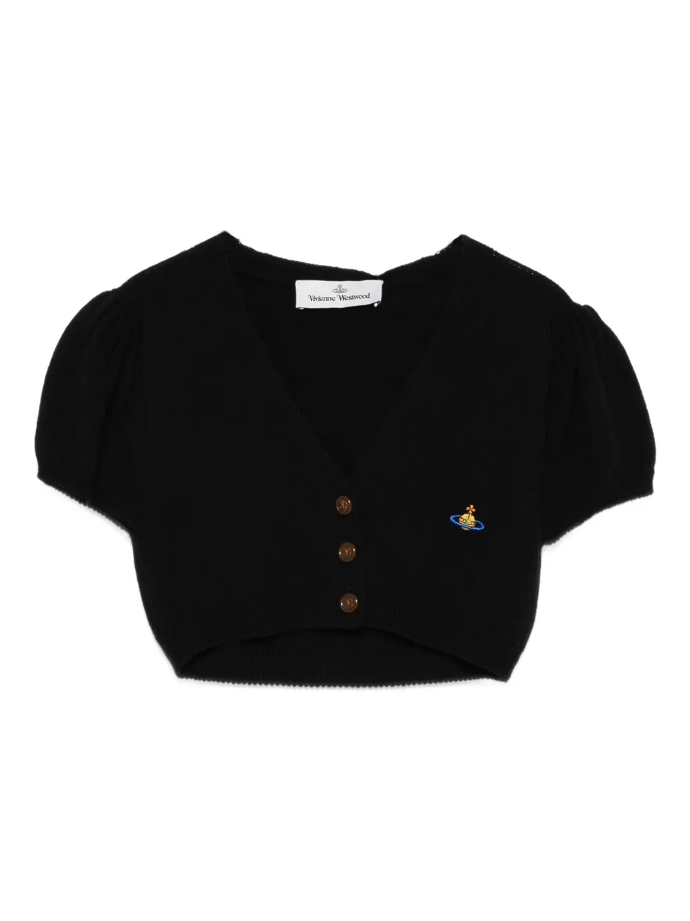 Vivienne Westwood Ida Puff-sleeve Cropped Cardigan In Black