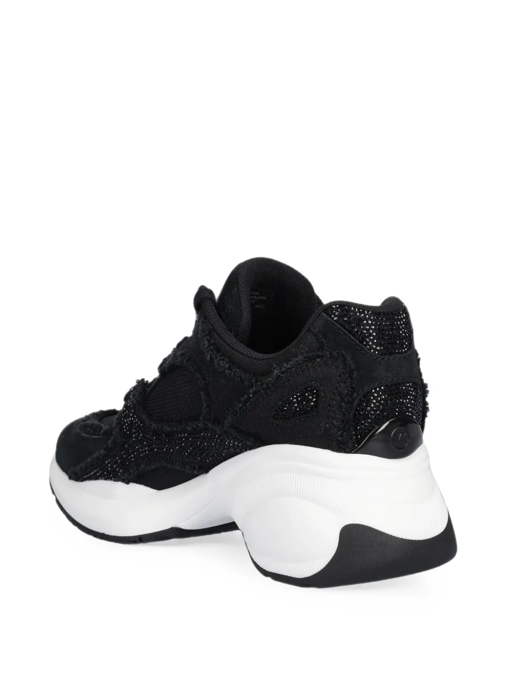 Michael Kors Zuma embellished frayed mixed-media trainer Zwart