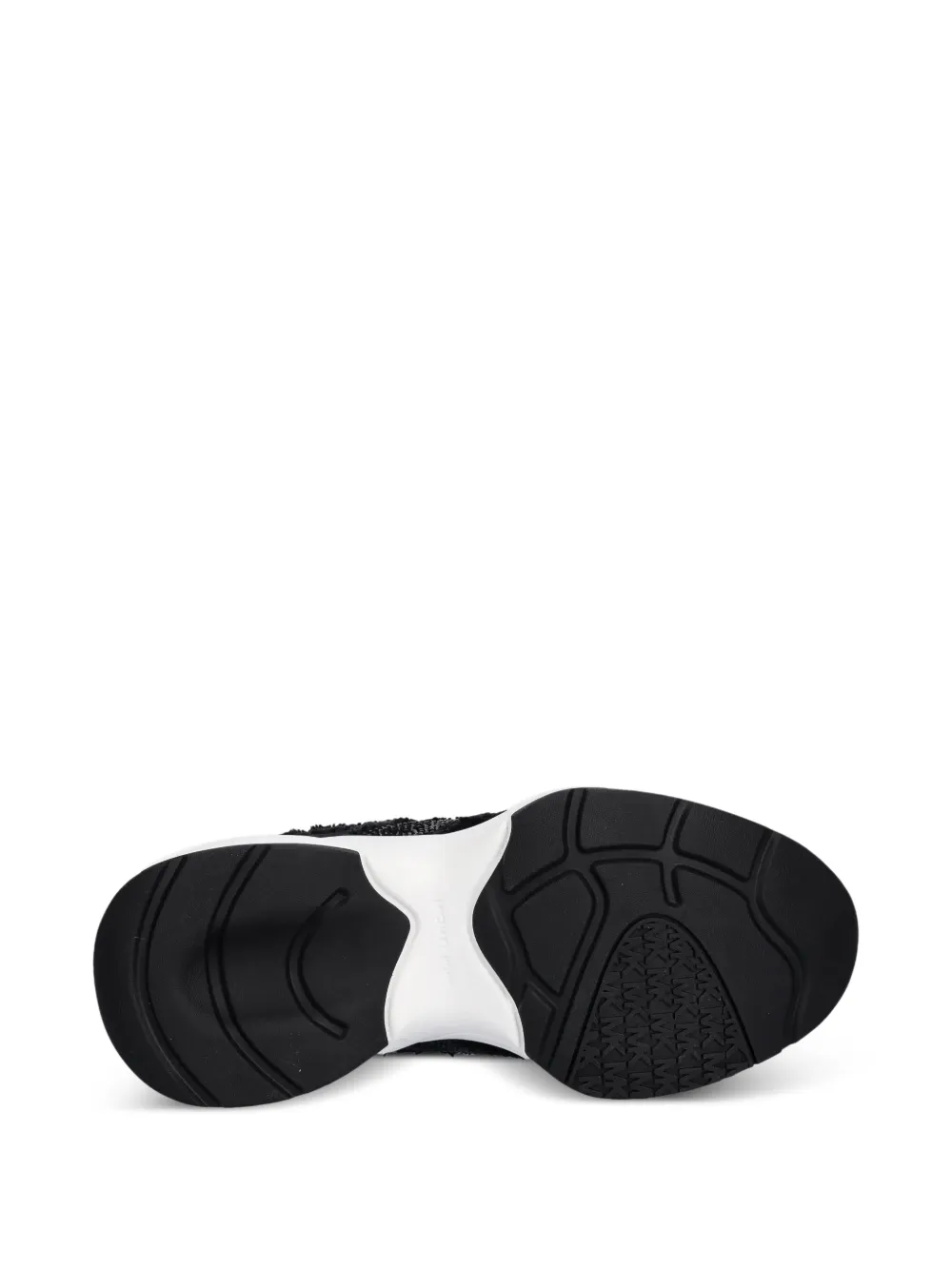 Michael Kors Zuma embellished frayed mixed-media trainer Zwart