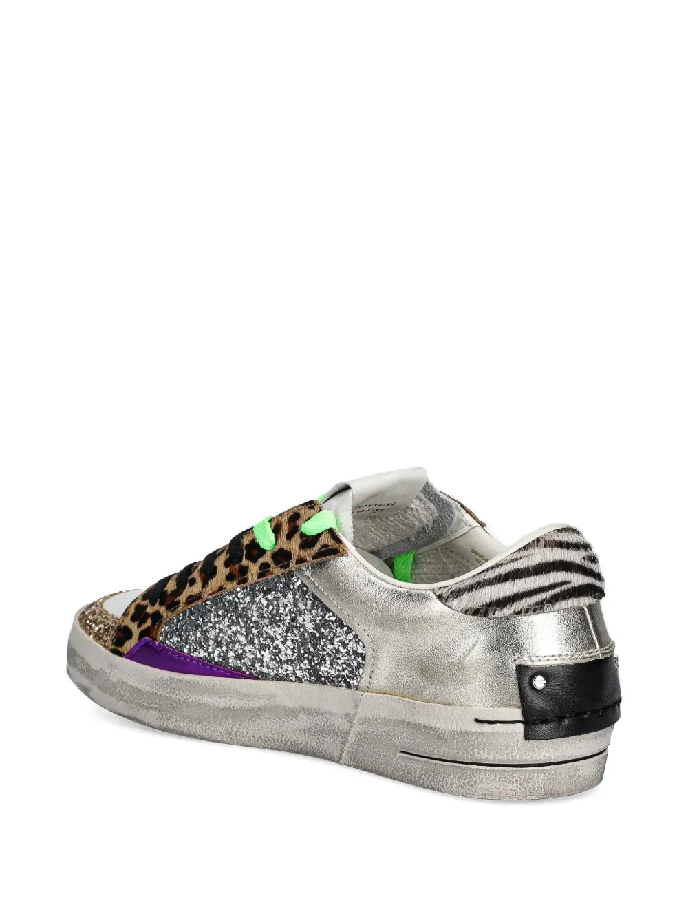 Crime London Sk8 Deluxe animal-print glitter-embellishment sneakers Zilver