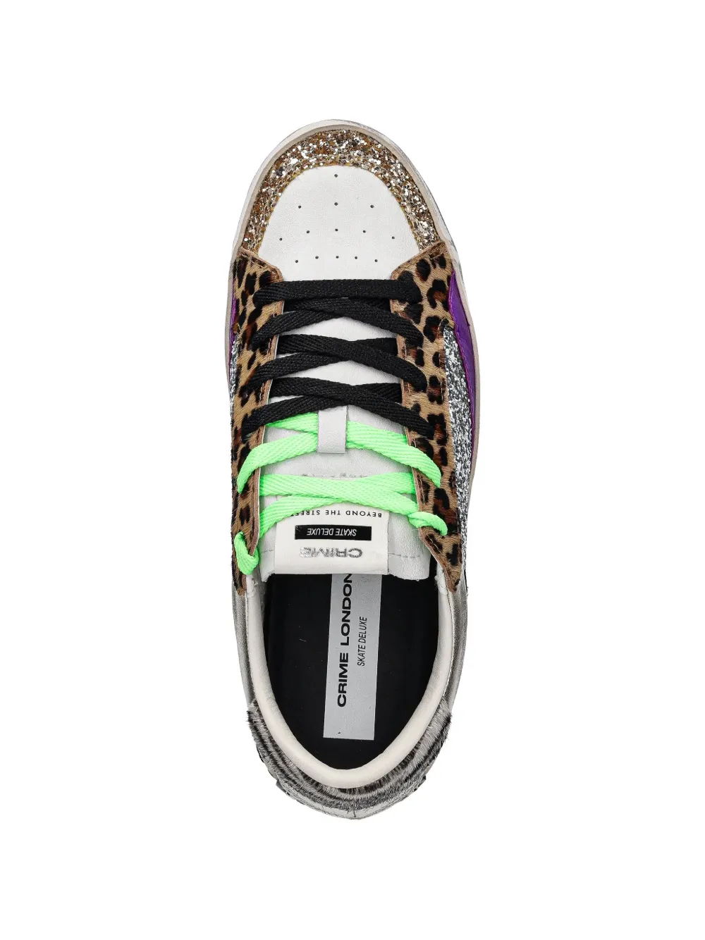 Crime London Sk8 Deluxe animal-print glitter-embellishment sneakers Zilver