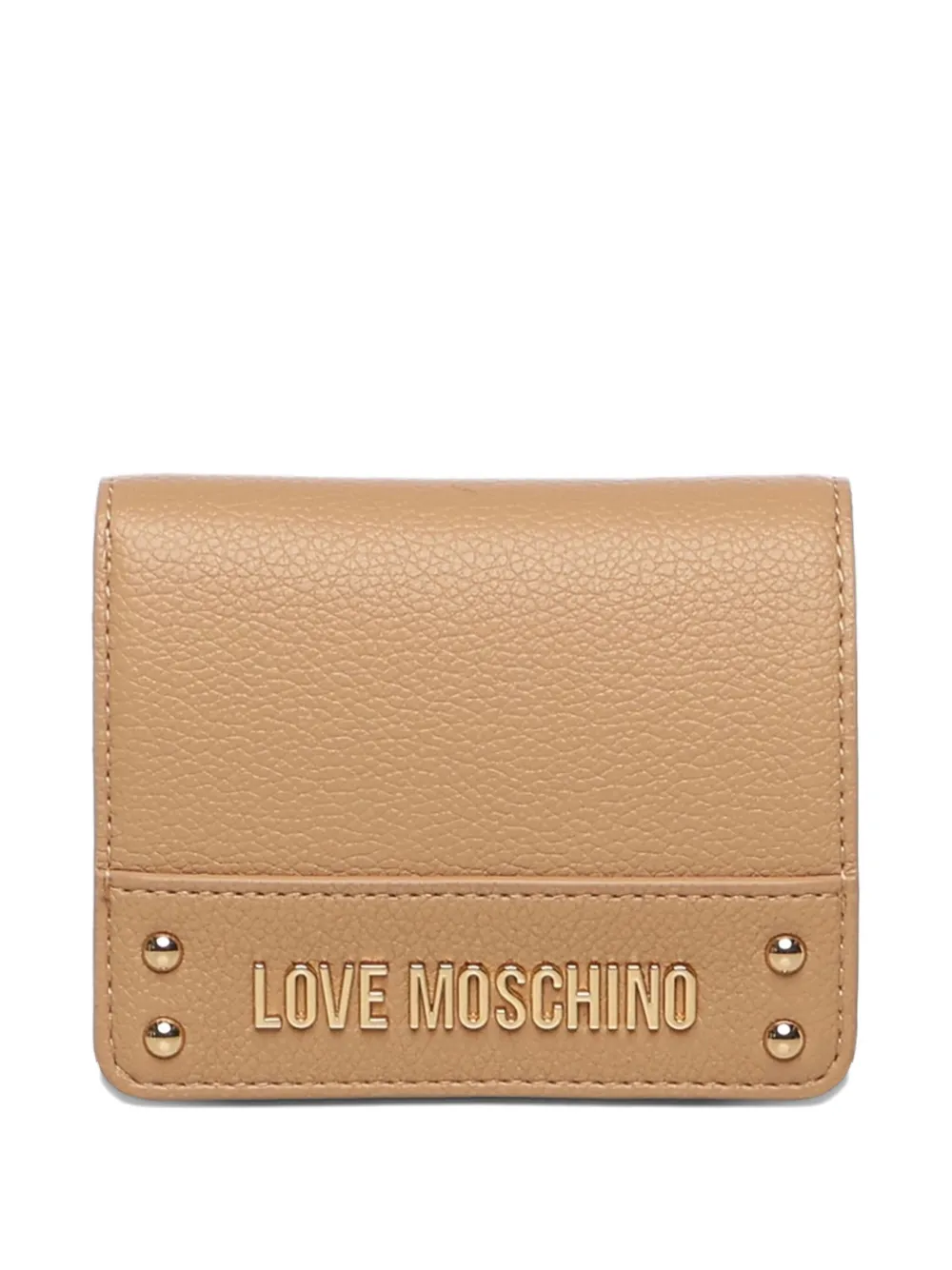 Love Moschino logo-plaque studded wallet Beige