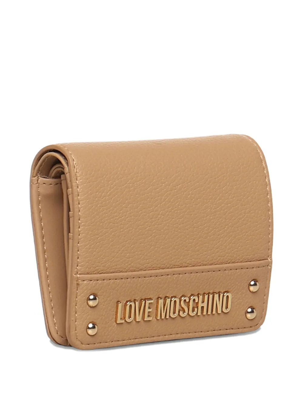 Love Moschino logo-plaque studded wallet Beige
