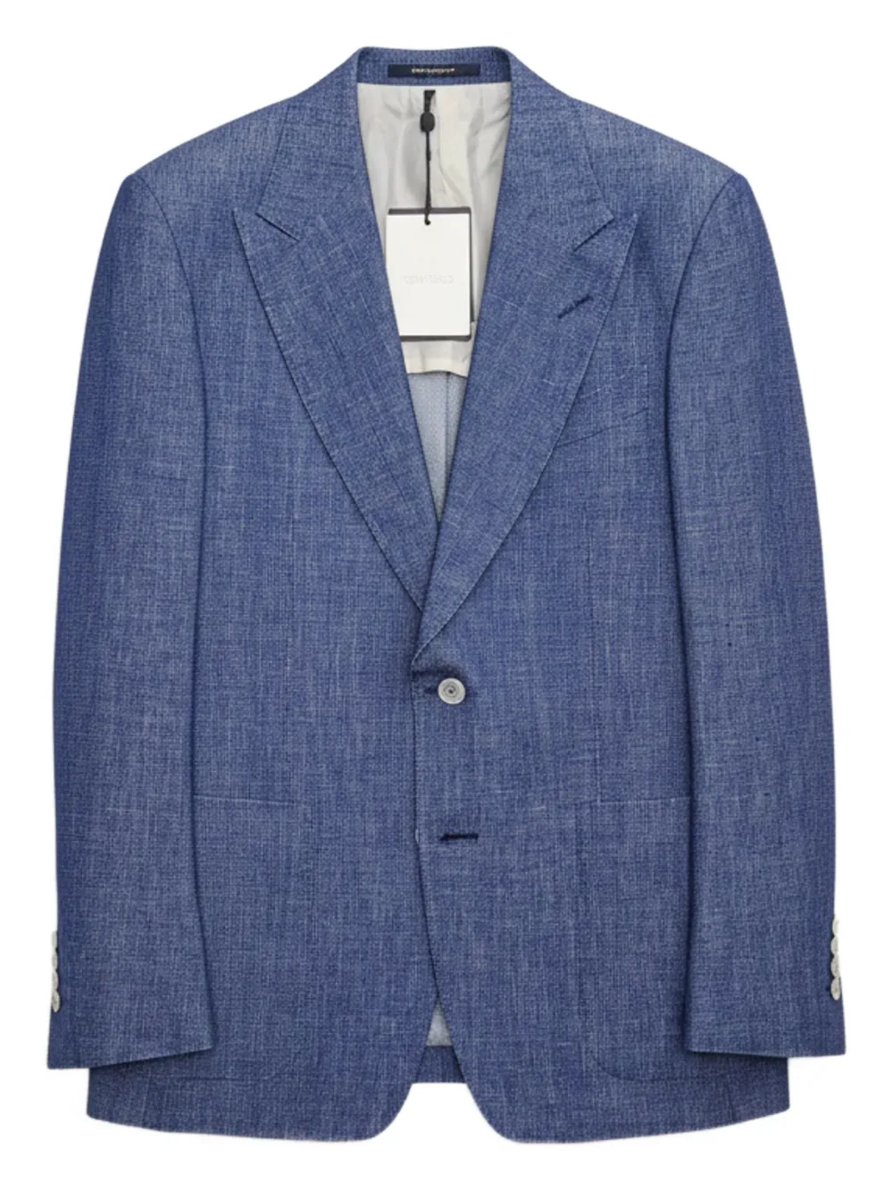 TOM FORD slub-textured buttoned blazer - Blue